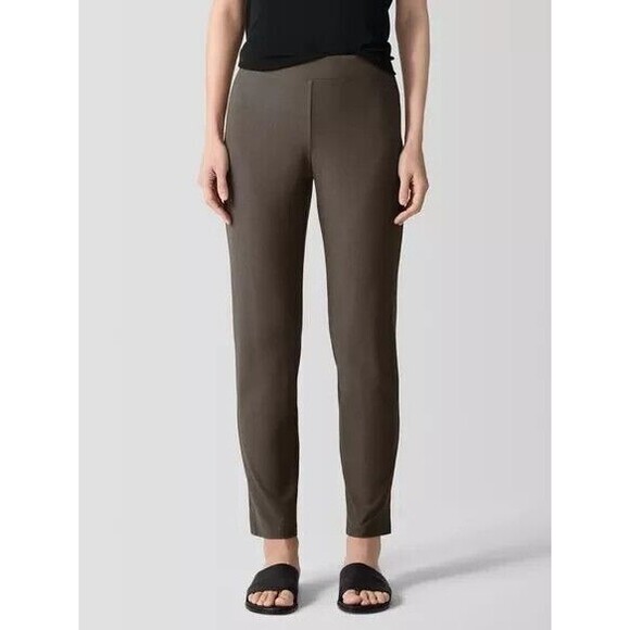 Eileen Fisher Women's Brown Washable Stretch Crepe Casual Pants Sz M / L